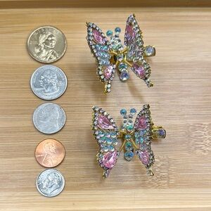 Gold and Pink Butterfly Earrings